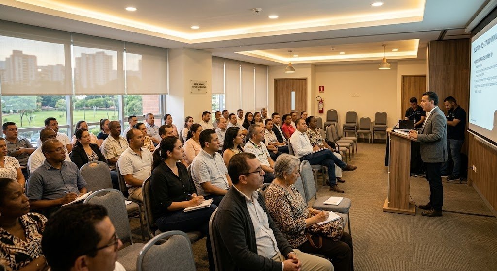 Reunión de asamblea de copropietarios en conjunto residencial